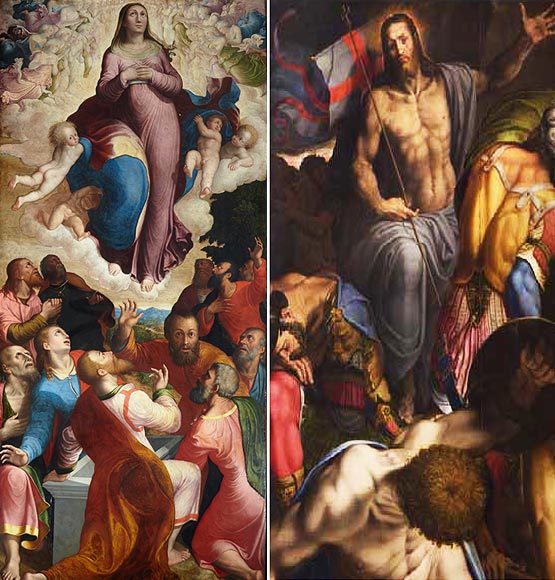 Carlo Urbino da Crema (1546-1627): Assunzione. (11a cappella). Antonio Campi (1514-1587): Resurrezione di Gesù (14a cappella).